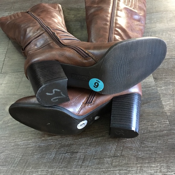 Nicole Avin  knee High Brown Boots -SZ 6 - Picture 6 of 8